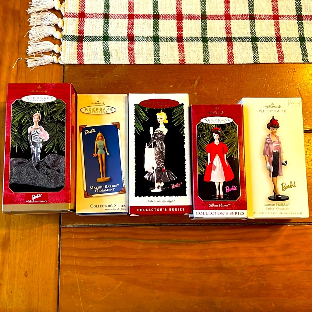 5 Hallmark Keepsake Collectible Barbie Christmassymas Ornaments